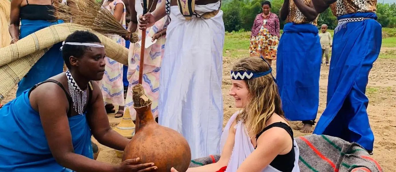 Guests joining a cultural experience in Rwanda