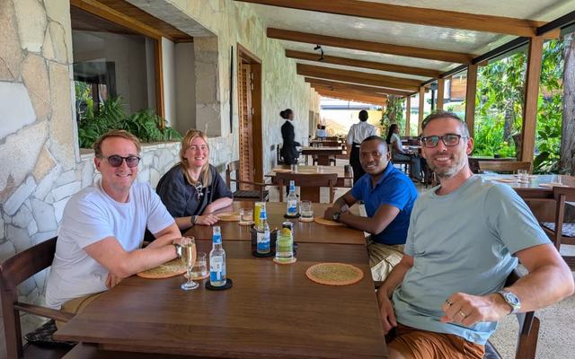 Lunch on the lodge terrace between adventures — Volcano Peaks Safaris Rwanda guests