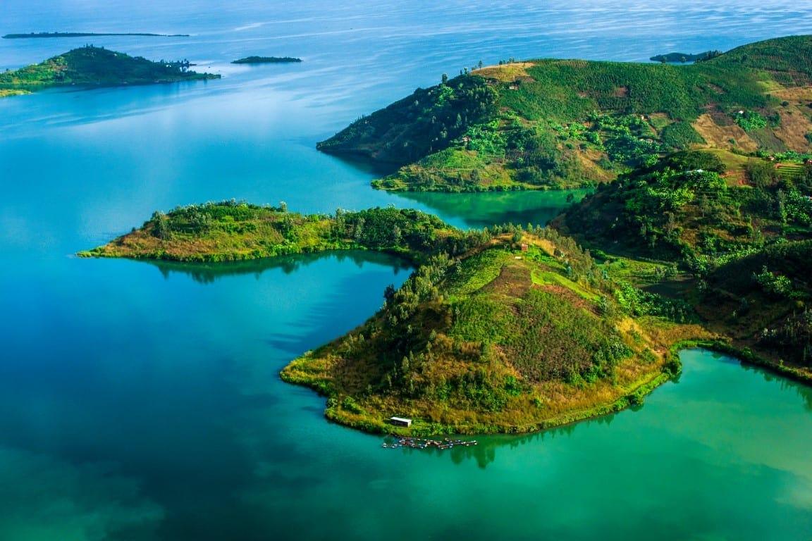 Islands on Lake Kivu from the air