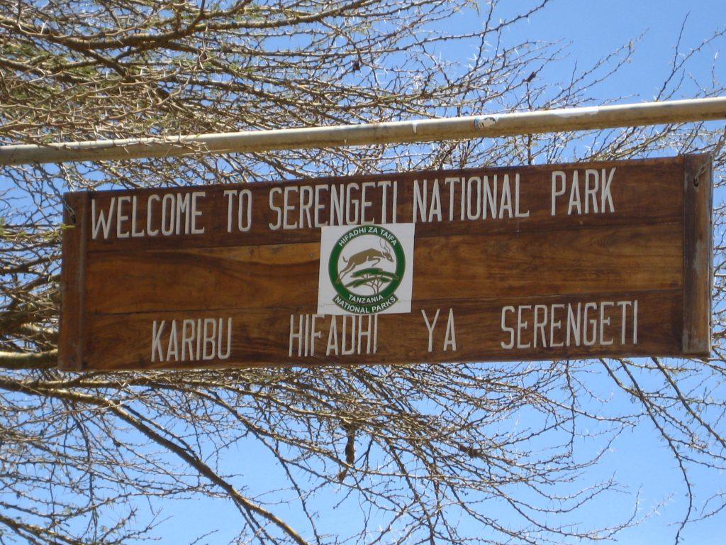 Welcome sign, Serengeti National Park