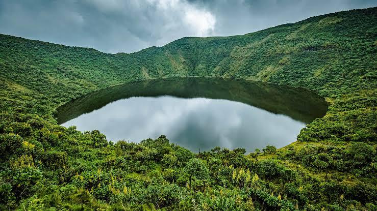 Crater lake in the Virunga mountains